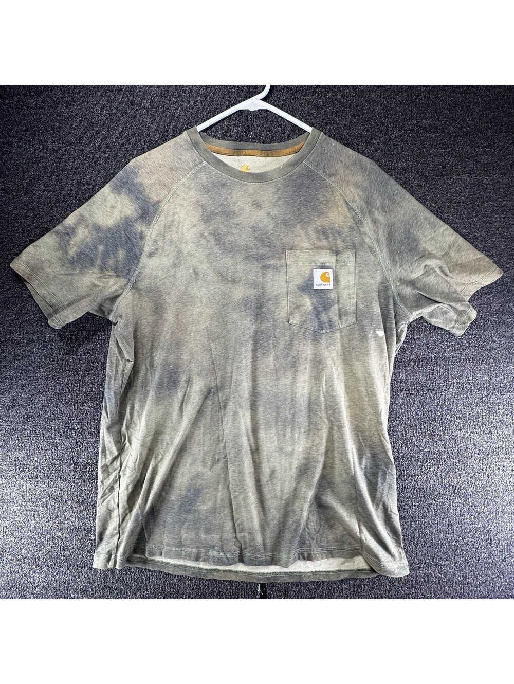 Carhartt Men's Relaxed Fit Garment Dyed Pocket T-Shirt (Grey/Black Tie-Dye)